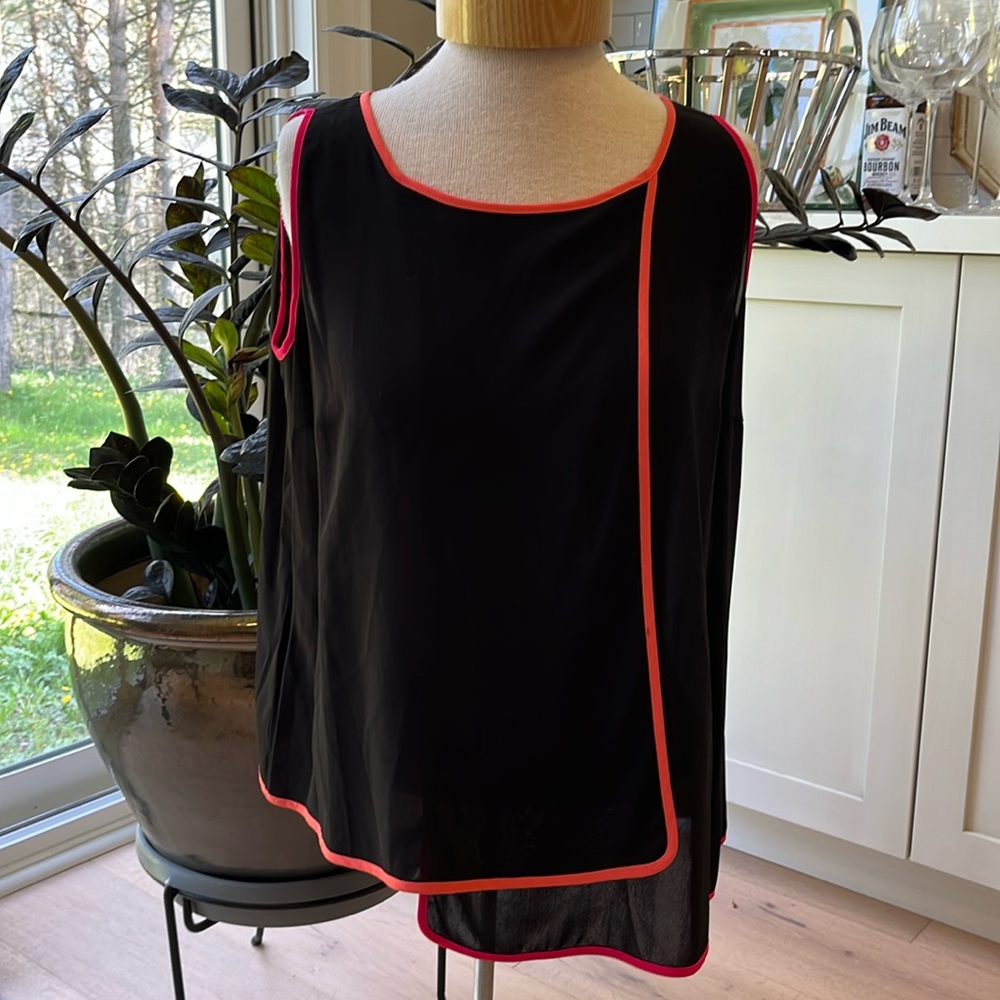 NWT Ecla made in Italy black sleeveless blouse with overlapping panels